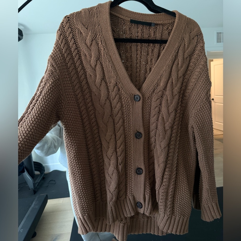 Jenni Kayne Cable Knit Brown Sweater